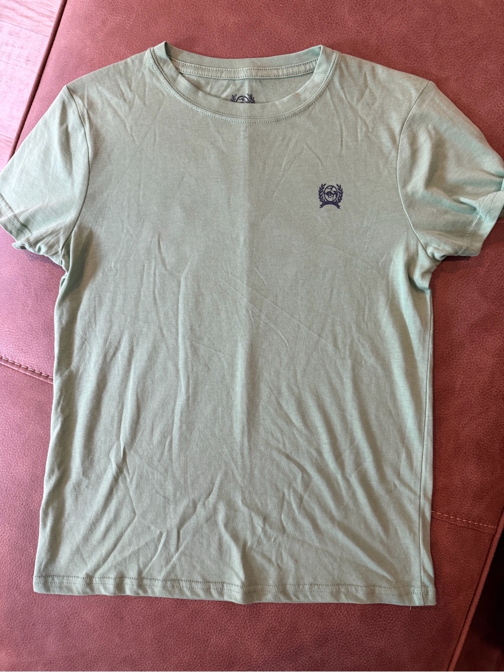 Cinch Sage Green Short Sleeve Tee with Small Navy Embroidered Logo
